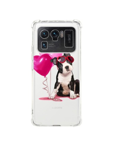 Coque Xiaomi Mi 11 Ultra Chien Dog Ballon Lunettes Coeur Rose Transparente - Maryline Cazenave