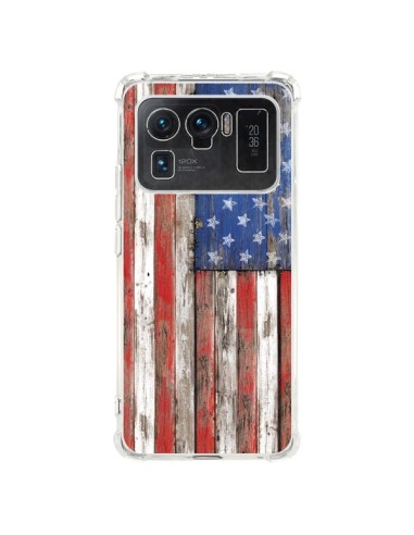 Coque Xiaomi Mi 11 Ultra Drapeau USA Vintage Bois Wood - Maximilian San