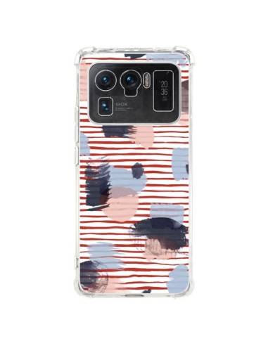 Coque Xiaomi Mi 11 Ultra Watercolor Stains Stripes Red - Ninola Design