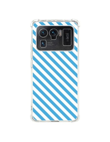 Coque Xiaomi Mi 11 Ultra Bonbon Candy Bleue et Blanche Rayée - Nico