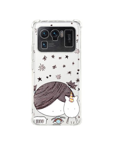 Coque Xiaomi Mi 11 Ultra Petite Fille et Licorne I Believe Transparente - Nico