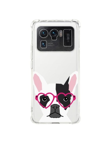 Coque Xiaomi Mi 11 Ultra Bulldog Français Lunettes Coeurs Chien Transparente - Pet Friendly