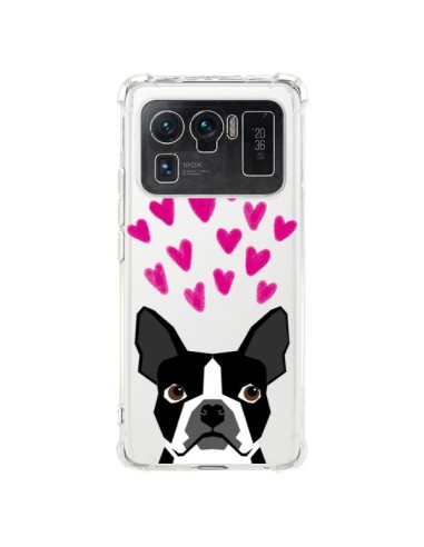 Coque Xiaomi Mi 11 Ultra Boston Terrier Coeurs Chien Transparente - Pet Friendly