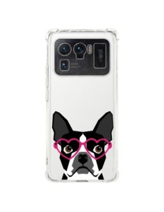 Coque Xiaomi Mi 11 Ultra Boston Terrier Lunettes Coeurs...