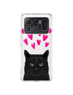 Coque Xiaomi Mi 11 Ultra Chat Noir Coeurs Transparente -...