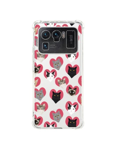 Coque Xiaomi Mi 11 Ultra Chats Coeurs Transparente - Pet Friendly