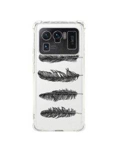 Coque Xiaomi Mi 11 Ultra Plume Feather Noir Transparente...