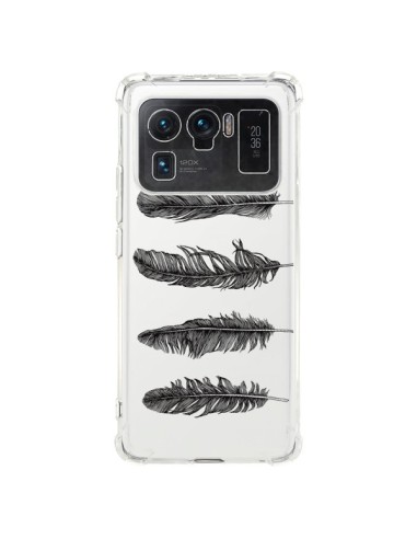 Coque Xiaomi Mi 11 Ultra Plume Feather Noir Transparente - Rachel Caldwell