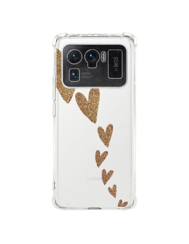 Coque Xiaomi Mi 11 Ultra Coeur Falling Gold Hearts Transparente - Sylvia Cook