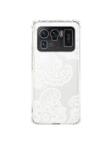 Coque Xiaomi Mi 11 Ultra Lacey Paisley Mandala Blanc Fleur Transparente - Sylvia Cook