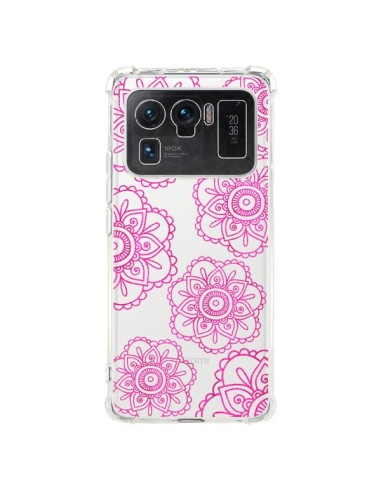 Coque Xiaomi Mi 11 Ultra Pink Doodle Flower Mandala Rose Fleur Transparente - Sylvia Cook