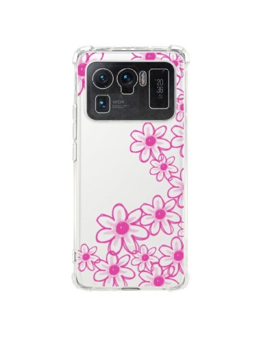 Coque Xiaomi Mi 11 Ultra Pink Flowers Fleurs Roses Transparente - Sylvia Cook