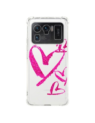 Coque Xiaomi Mi 11 Ultra Pink Heart Coeur Rose Transparente - Sylvia Cook
