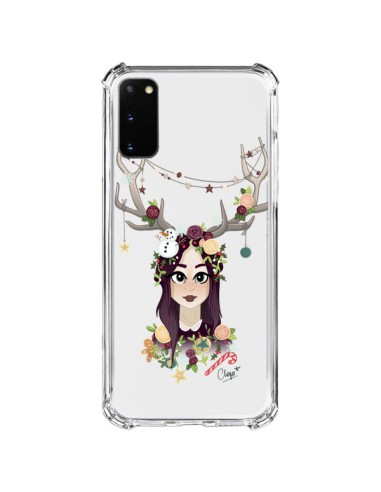 Coque Samsung Galaxy S20 FE Christmas Girl Femme Noel Bois Cerf Transparente - Chapo