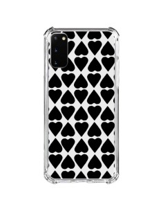Coque Samsung Galaxy S20 FE Coeurs Heart Noir Transparente - Project M