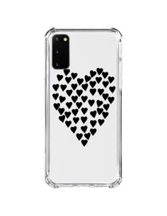 Coque Samsung Galaxy S20 FE Coeurs Heart Love Noir Transparente - Project M