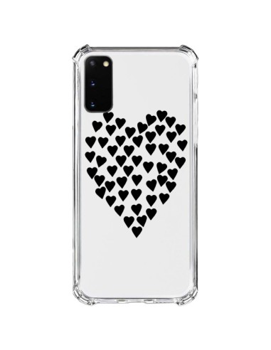 Cover Samsung Galaxy S20 FE Cuori Amore Nero Trasparente - Project M