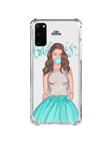 Samsung Galaxy S20 FE Case Bubble Girls Tiffany Blue Clear - kateillustrate