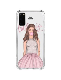 Cover Samsung Galaxy S20 FE Bubble Girl Tiffany Rosa Trasparente - kateillustrate