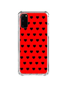 Coque Samsung Galaxy S20 FE Coeurs Noirs Fond Rouge - Laetitia