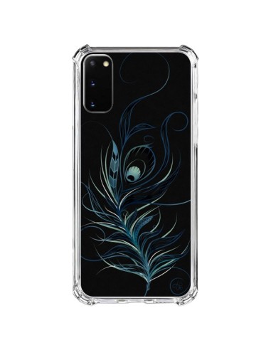 Samsung Galaxy S20 FE Case Feather Plume Black Blue - LouJah