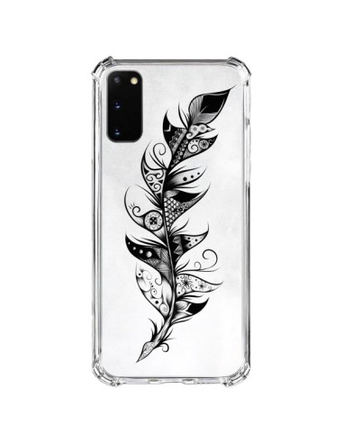 Coque Samsung Galaxy S20 FE Feather Plume Noir et Blanc - LouJah