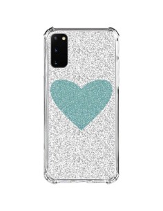 Coque Samsung Galaxy S20 FE Coeur Bleu Vert Argent Love - Mary Nesrala