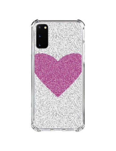 Coque Samsung Galaxy S20 FE Coeur Rose Argent Love - Mary Nesrala