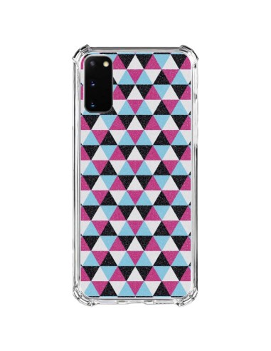 Coque Samsung Galaxy S20 FE Azteque Triangles Rose Bleu Gris - Mary Nesrala