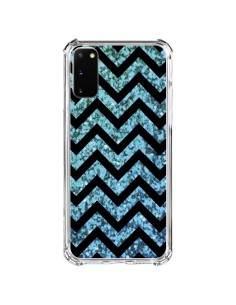 Coque Samsung Galaxy S20 FE Chevron Aqua Sparkle Triangle Azteque - Mary Nesrala