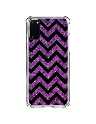 Samsung Galaxy S20 FE Case Chevron Purple Sparkle Triangle Aztec - Mary Nesrala
