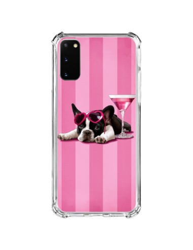Coque Samsung Galaxy S20 FE Chien Dog Cocktail Lunettes Coeur Rose - Maryline Cazenave