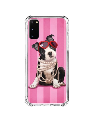 Cover Samsung Galaxy S20 FE Cane Fashion Collana di Perle Occhiali Cuore  - Maryline Cazenave