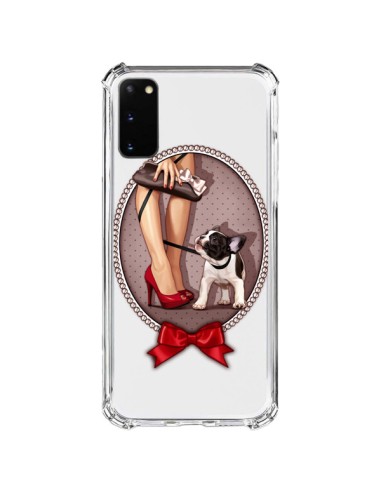 Coque Samsung Galaxy S20 FE Lady Jambes Chien Bulldog Dog Pois Noeud Papillon Transparente - Maryline Cazenave