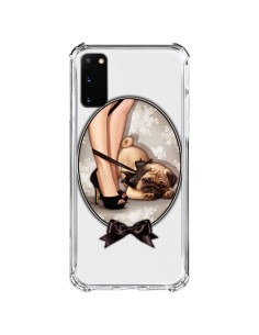 Coque Samsung Galaxy S20 FE Lady Jambes Chien Bulldog Dog Noeud Papillon Transparente - Maryline Cazenave