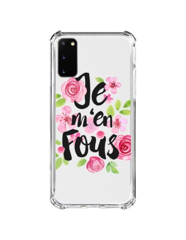 Coque Samsung Galaxy S20 FE Je M'en Fous Fleurs Transparente - Maryline Cazenave