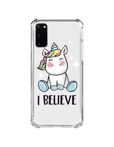 Coque Samsung Galaxy S20 FE Licorne I Believe Transparente - Maryline Cazenave