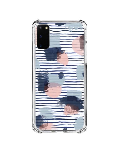 Coque Samsung Galaxy S20 FE Watercolor Stains Stripes Navy - Ninola Design