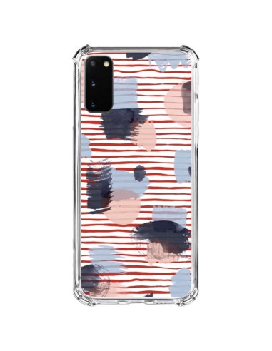 Coque Samsung Galaxy S20 FE Watercolor Stains Stripes Red - Ninola Design