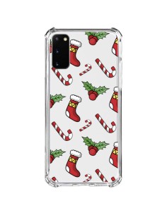 Coque Samsung Galaxy S20 FE Chaussette Sucre d'Orge Houx de Noël transparente - Nico