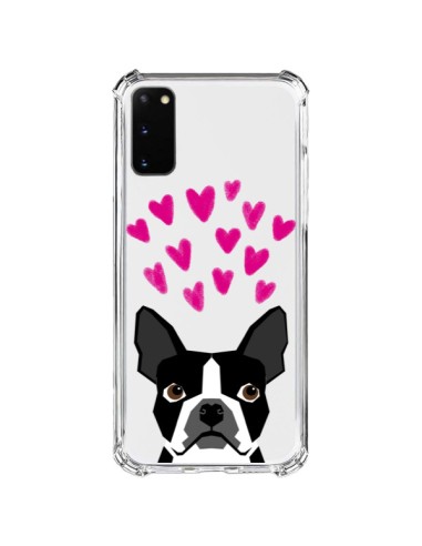 Coque Samsung Galaxy S20 FE Boston Terrier Coeurs Chien Transparente - Pet Friendly