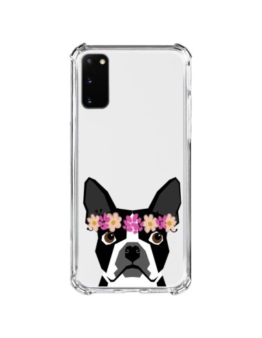 Cover Samsung Galaxy S20 FE Boston Terrier Fiori Cane Trasparente - Pet Friendly