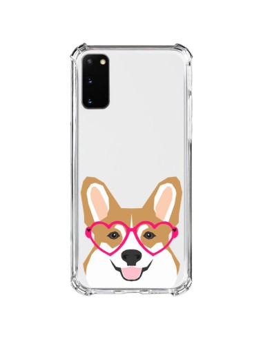 Coque Samsung Galaxy S20 FE Chien Marrant Lunettes Coeurs Transparente - Pet Friendly