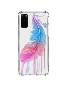 Coque Samsung Galaxy S20 FE Plume Feather Arc en Ciel Transparente - Rachel Caldwell
