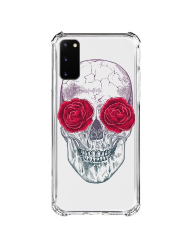 Samsung Galaxy S20 FE Case Skull Pink Flowers Clear - Rachel Caldwell