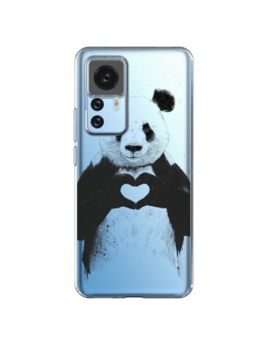 Cover Xiaomi 12T/12T Pro Panda All You Need Is Love Trasparente - Balazs Solti