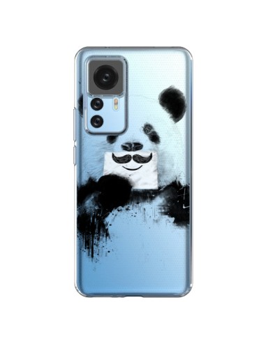 Cover Xiaomi 12T/12T Pro Panda Divertene Baffi Trasparente - Balazs Solti