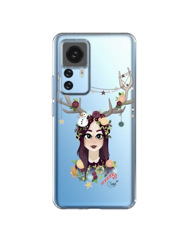 Cover Xiaomi 12T/12T Pro Donna Natale Legno Cervo Trasparente - Chapo