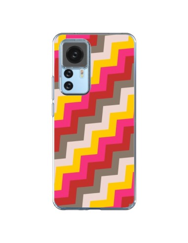 Cover Xiaomi 12T/12T Pro Lignes Triangolo Azteco Rosa Rosso - Eleaxart