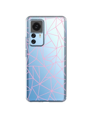 Coque Xiaomi 12T/12T Pro Lignes Triangle Rose Transparente - Project M